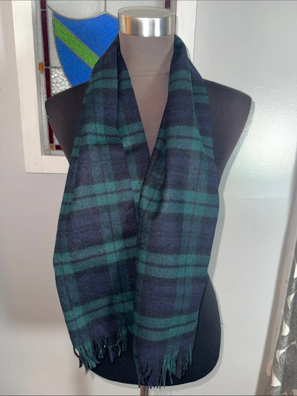 VTG Pendleton 100% Virgin Wool Black Watch Tartan Plaid Scarf Made in USA